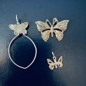 Sterling silver vintage butterfly charms